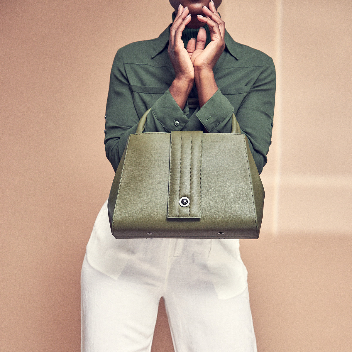 Tomoli Briffani Lean Interchangeable Quilted Closure Tote in Olive ...